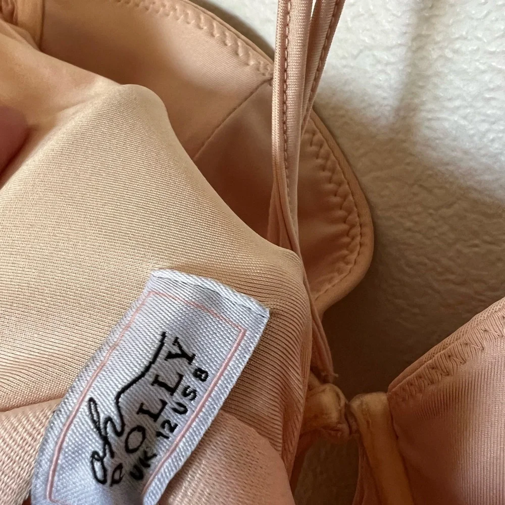 Oh Polly Peach Mesh Ruched Mini Dress - Picture 7 of 7